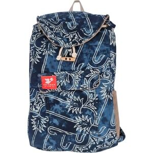 Taaluma Totes Blue White Batik Print Backpack Boho Drawstring Travel Bag Hawaii